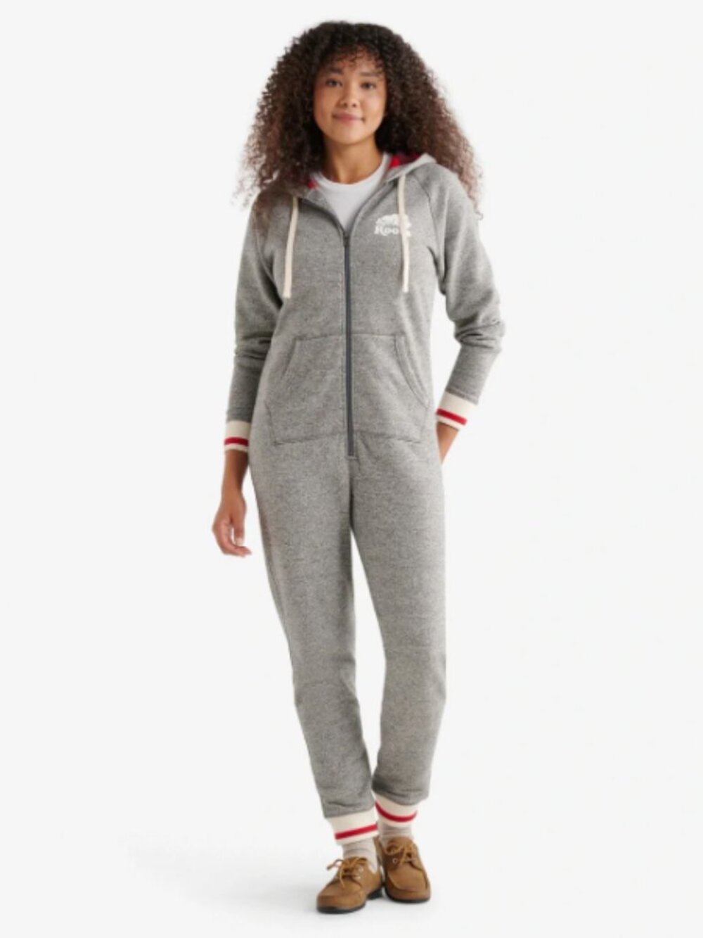 Roots Cabin Onesie Gray Red Buffalo Plaid Hoodie Ribbed Fleece NEW NWT Large XL
